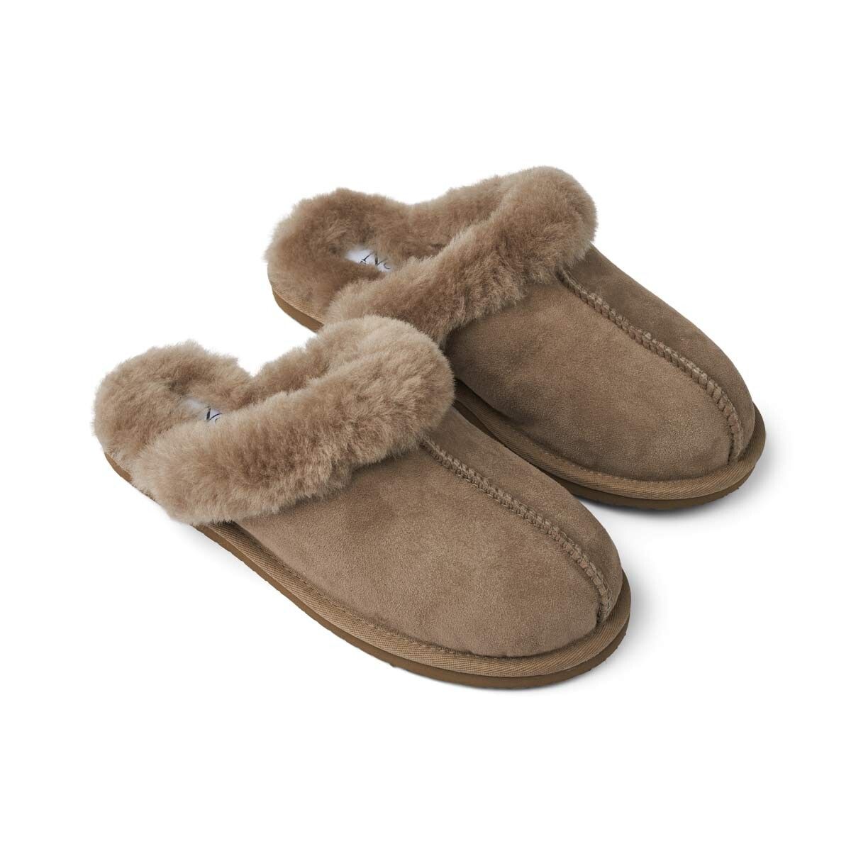 Hausschuhe | Lammfell, Wildleder Taupe