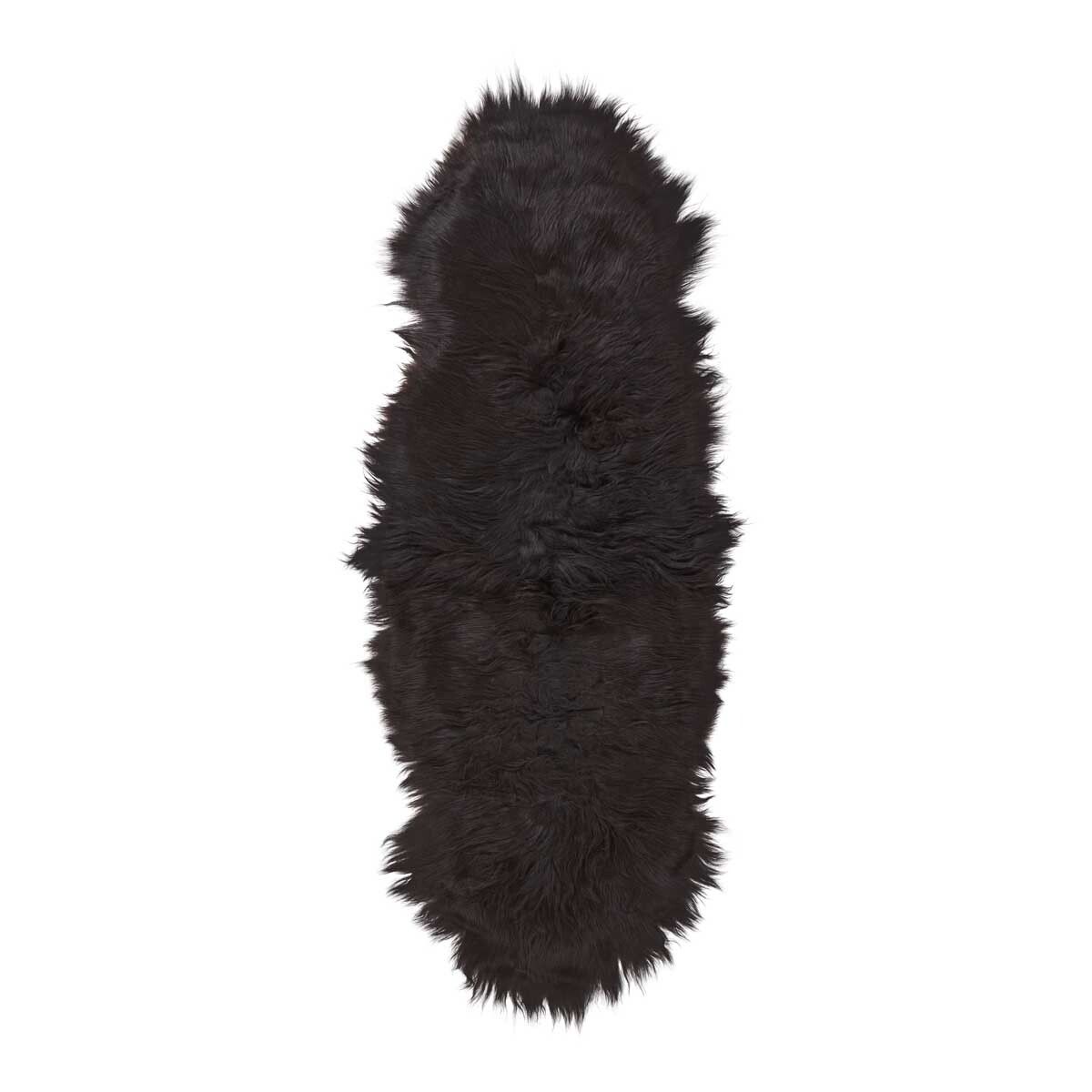 Lammfell | Langhaar | Island | 180x60 cm Schwarz