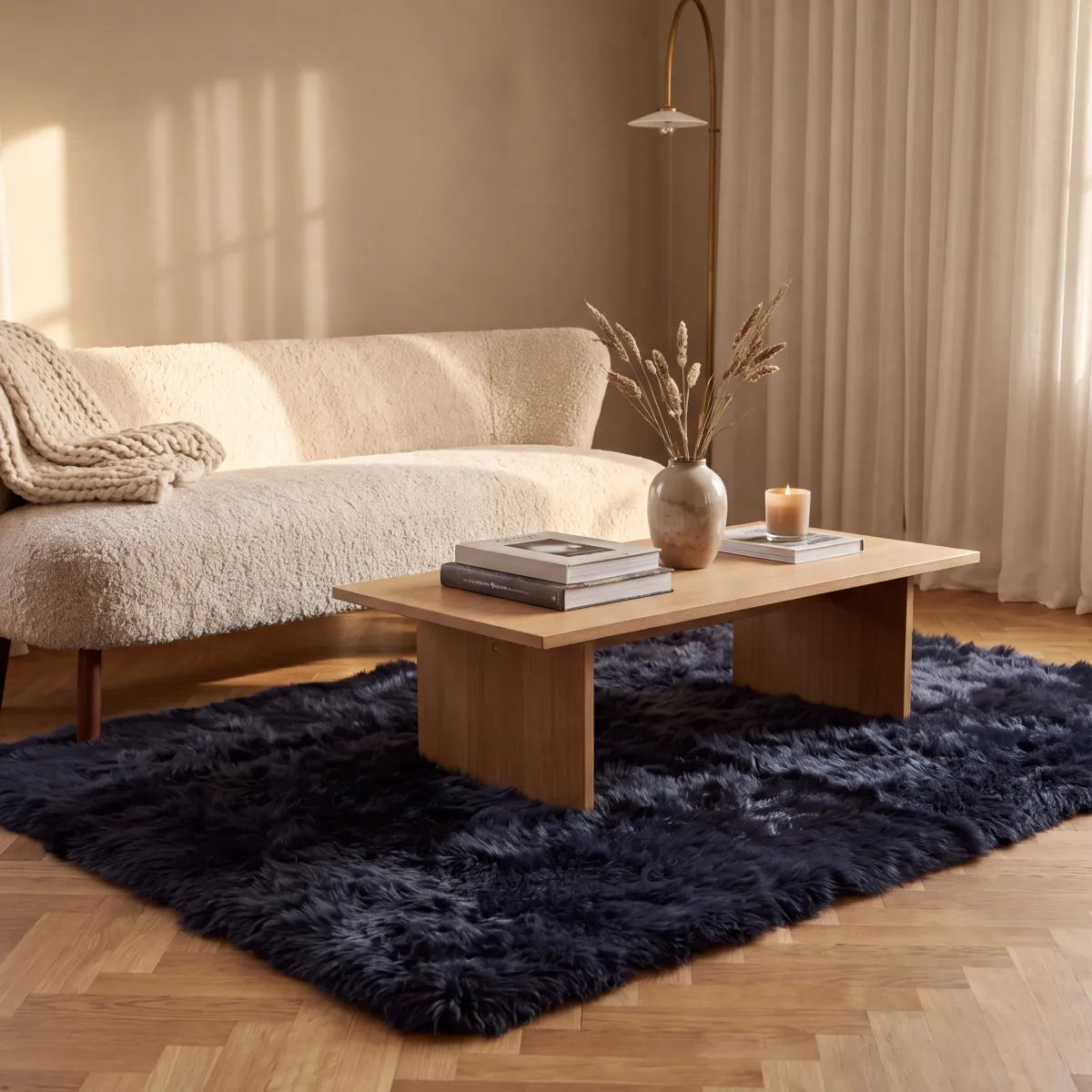 Lammfell Designerteppich | Langhaar | Neuseeland