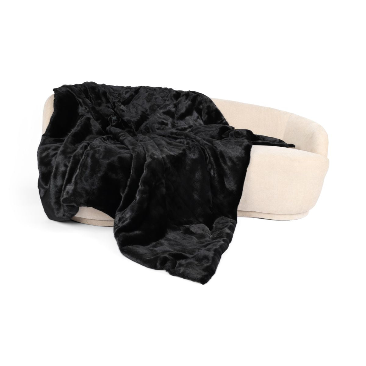 Nerzdecke | Kaschmirrückseite | Schwarz | 188x182 cm