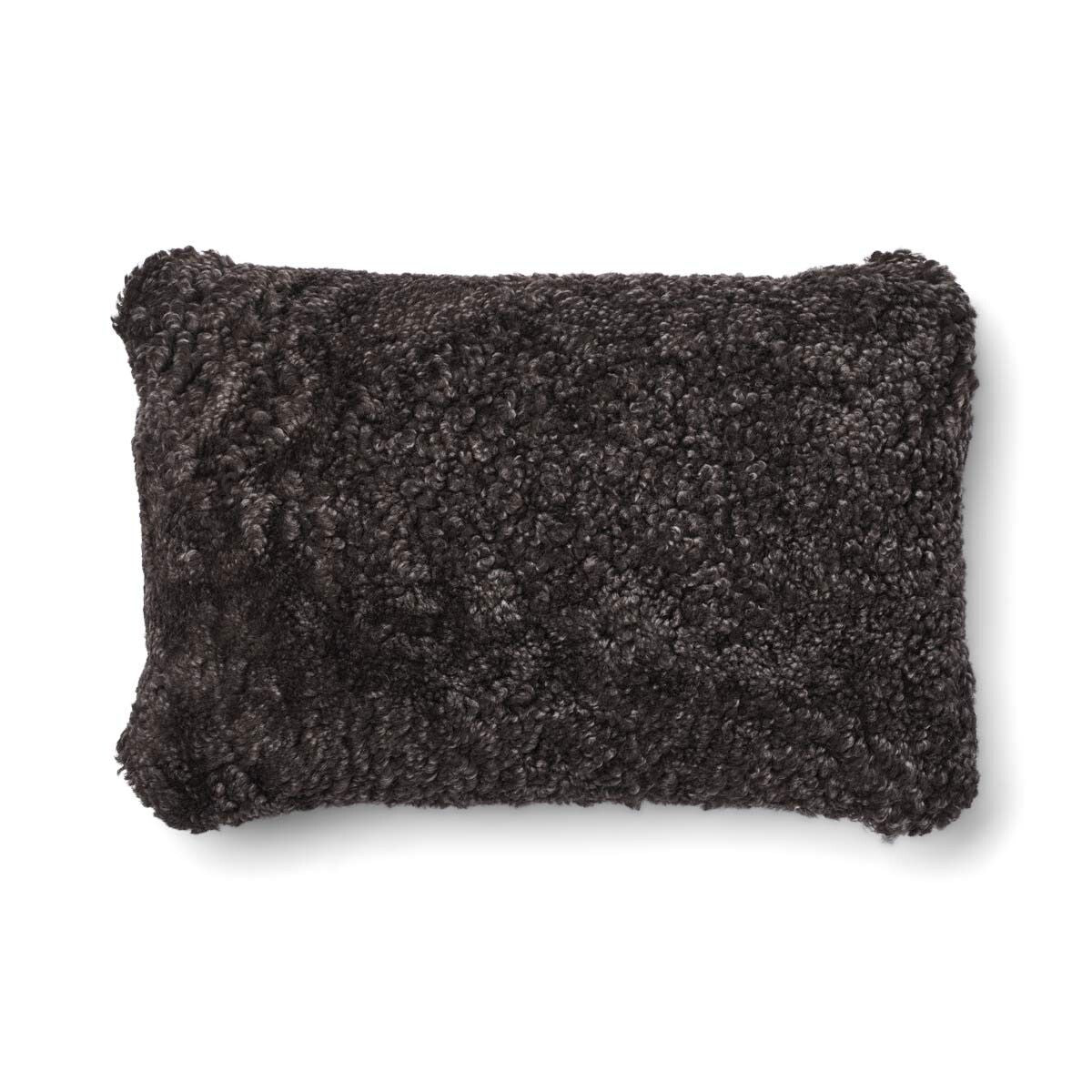 Kariertes Lammfellkissen | Kurzhaar | Neuseeland | 100% Wolle | 34x52 cm Kilberry Fir-Dunkelgrün/Cappuccino