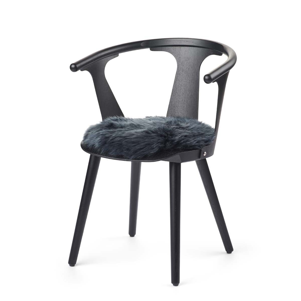 Lammfell Stuhlauflage | Langhaar | Neuseeland | D38 cm Marineblau