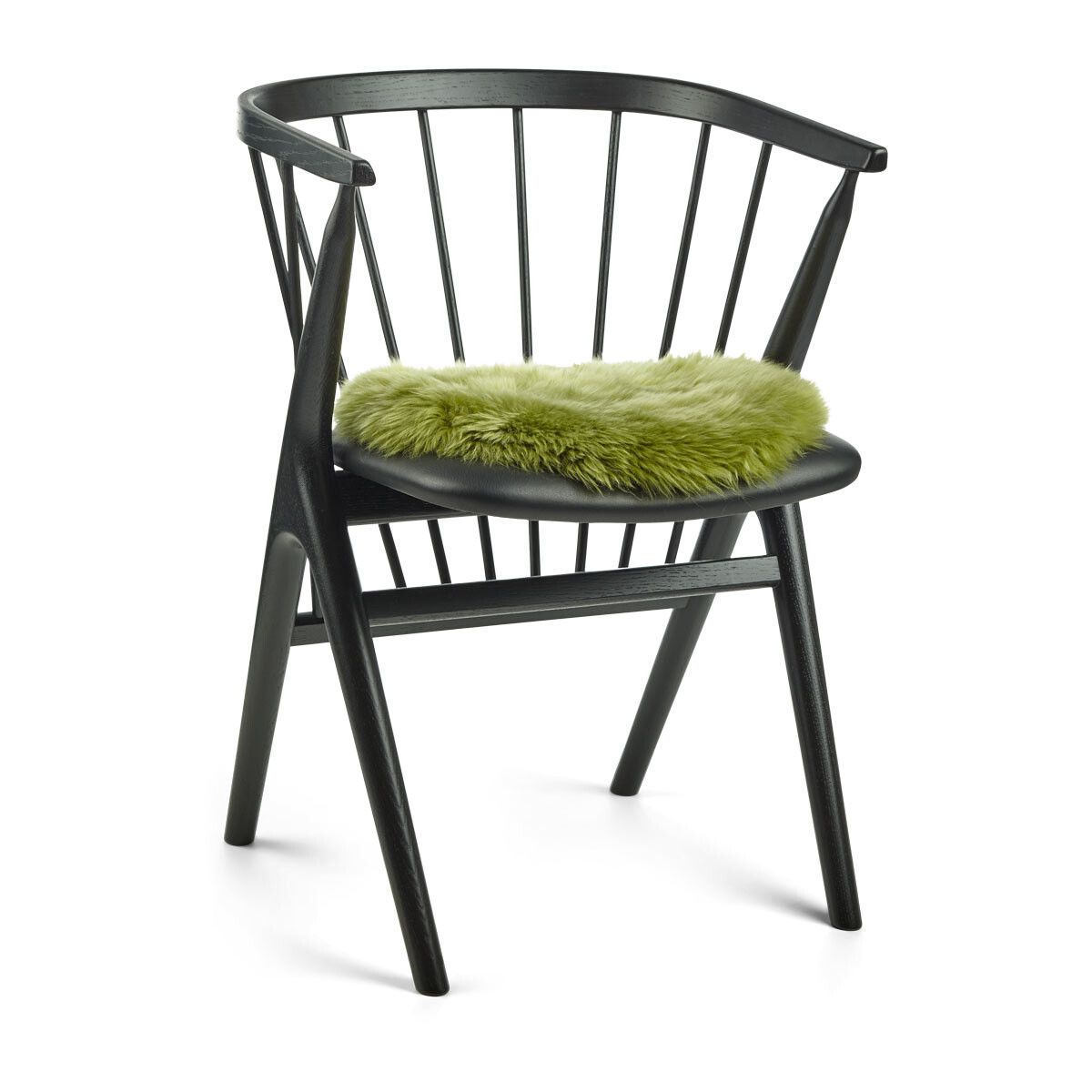 Lammfell Stuhlauflage | Langhaar | Neuseeland | D38 cm Waldgrün