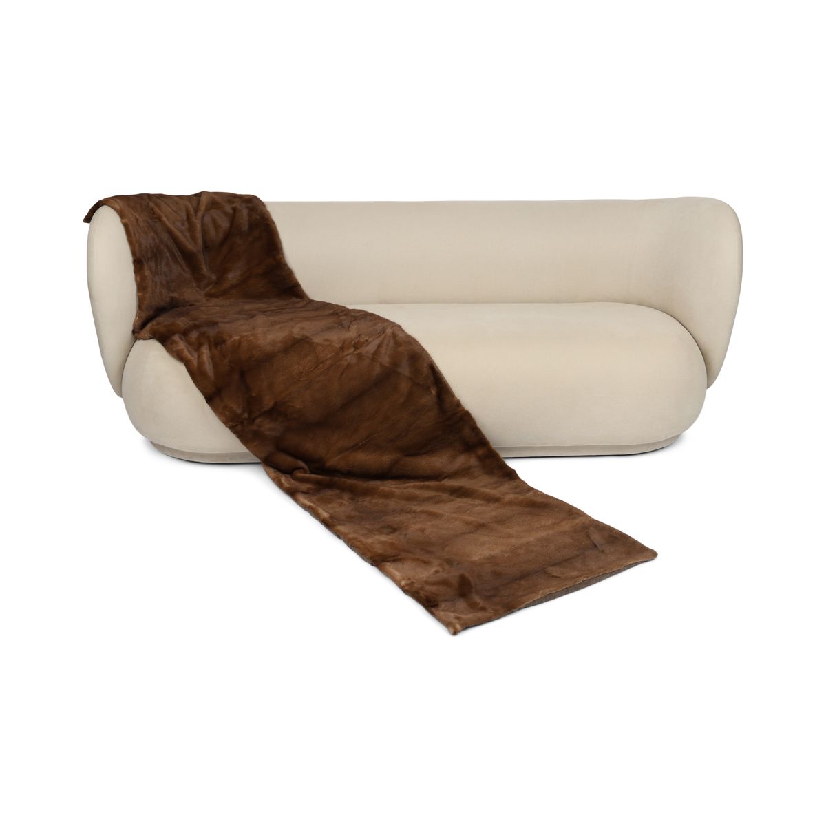 Nerzdecke | Kaschmirrückseite | Braun | 63x225 cm