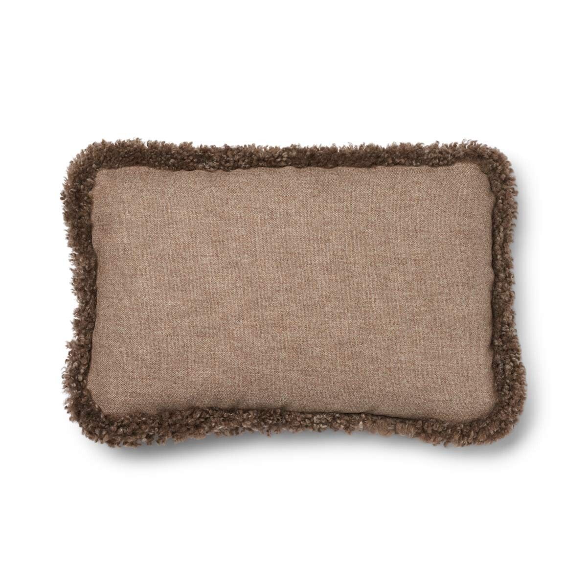 Wollkissen | 100% Wolle | Fellborte | 52x52 cm | 34x52 cm Beige/Taupe