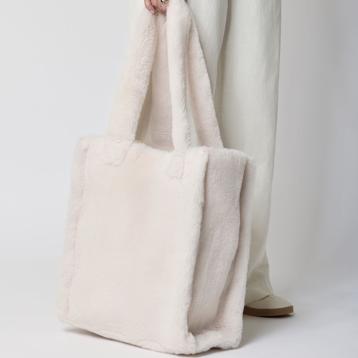 Maxi Glory Shopper | Lammfell Beige