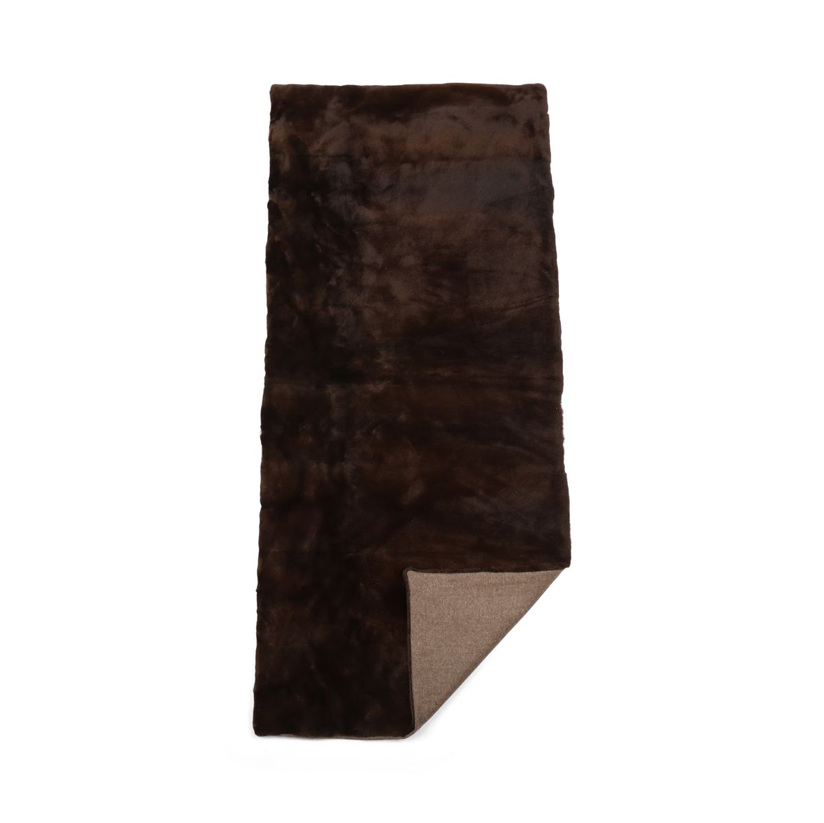 Nerzdecke | Kaschmirrückseite | Dunkelbraun | 64x142 cm
