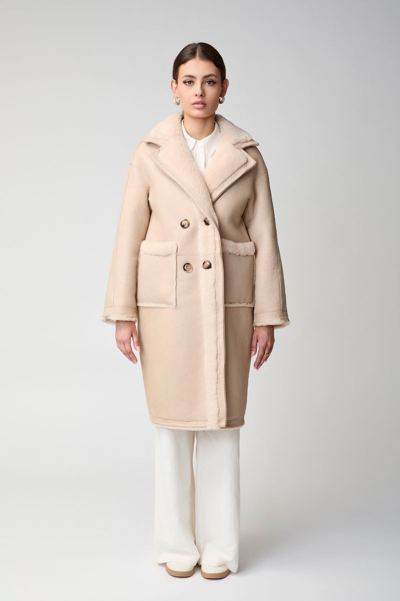 Jill Mantel | Shearling Beige