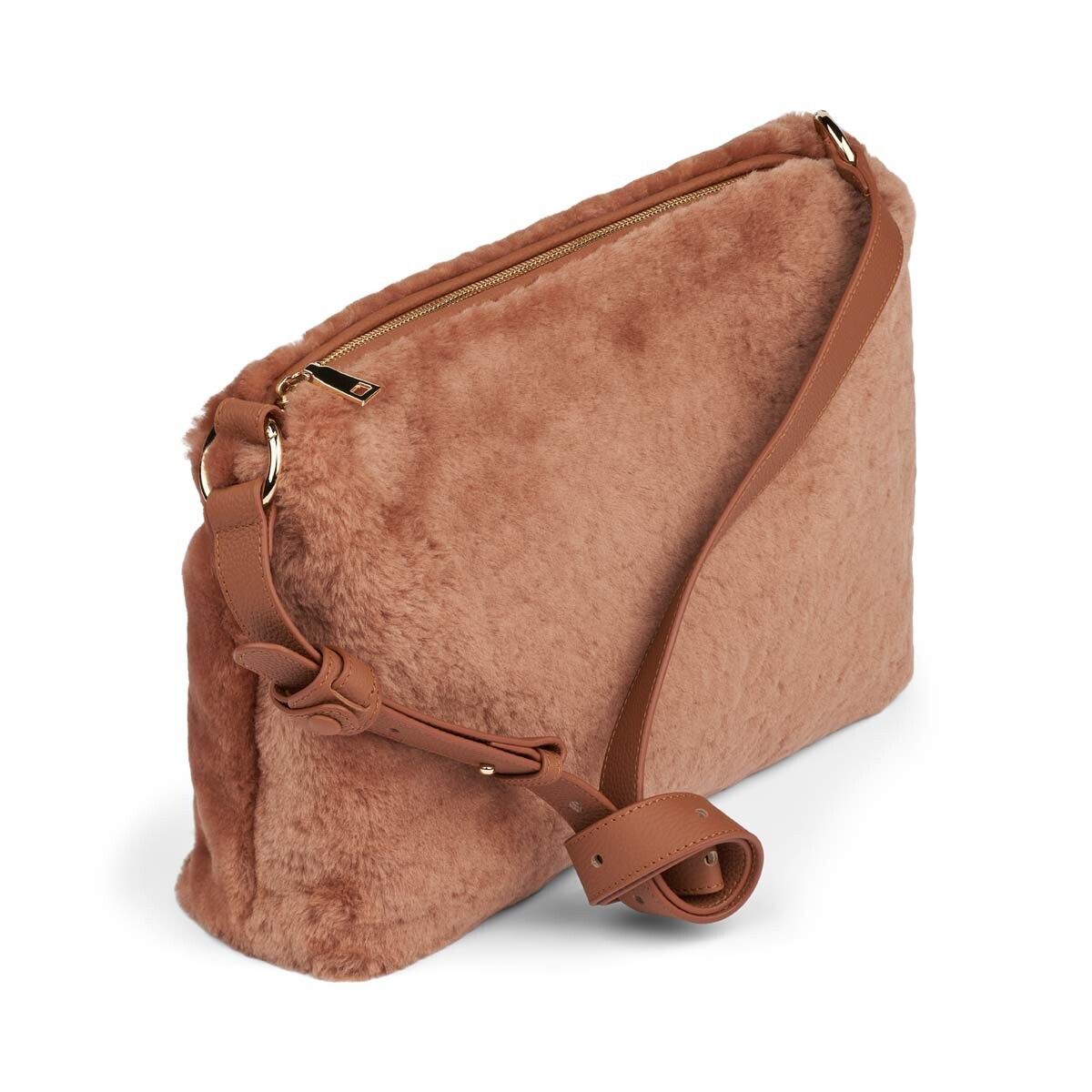 Olivia Maxi Tasche | Lammwolle Lederbraun