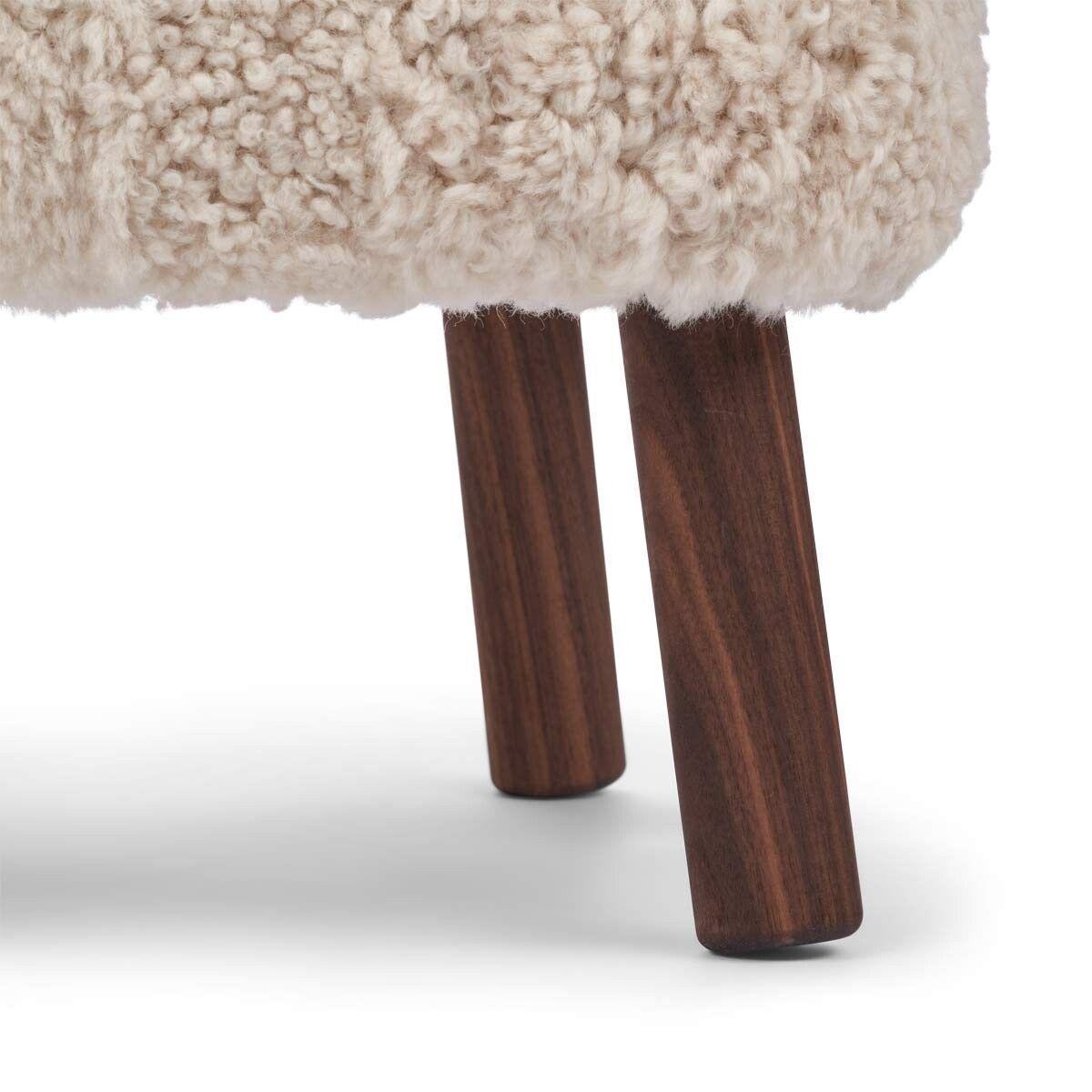 Emma Mini Hocker | Kurzhaar | Design Möbel Perlweiß