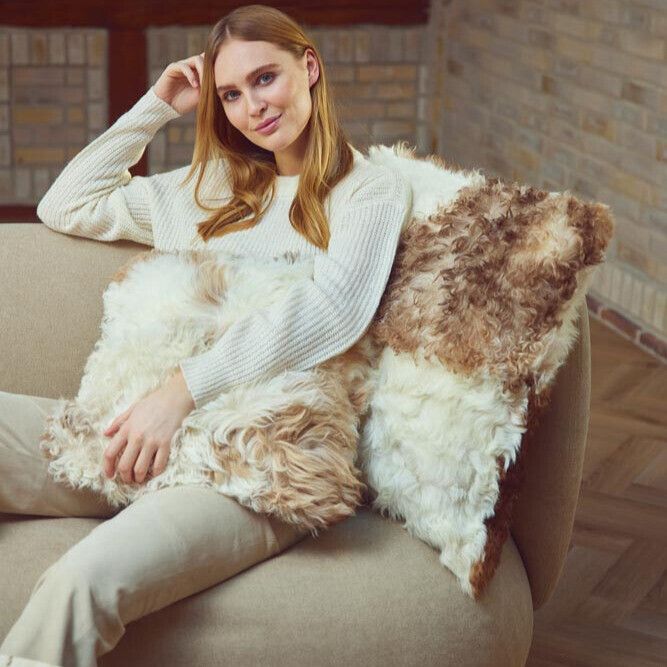 Lammfellkissen | Tigrado Lammfell | Italien Schwarz/Weiß Mix