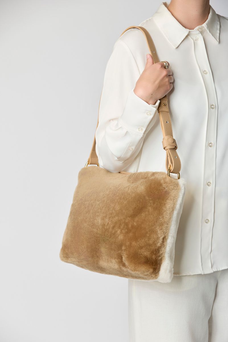 Olivia Maxi Tasche | Lammwolle Beige