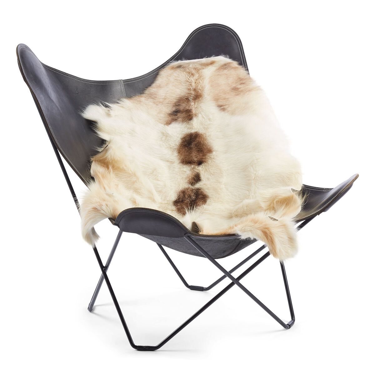 Ziegenfell | Tibet | 90x60 cm Braun/Weiß