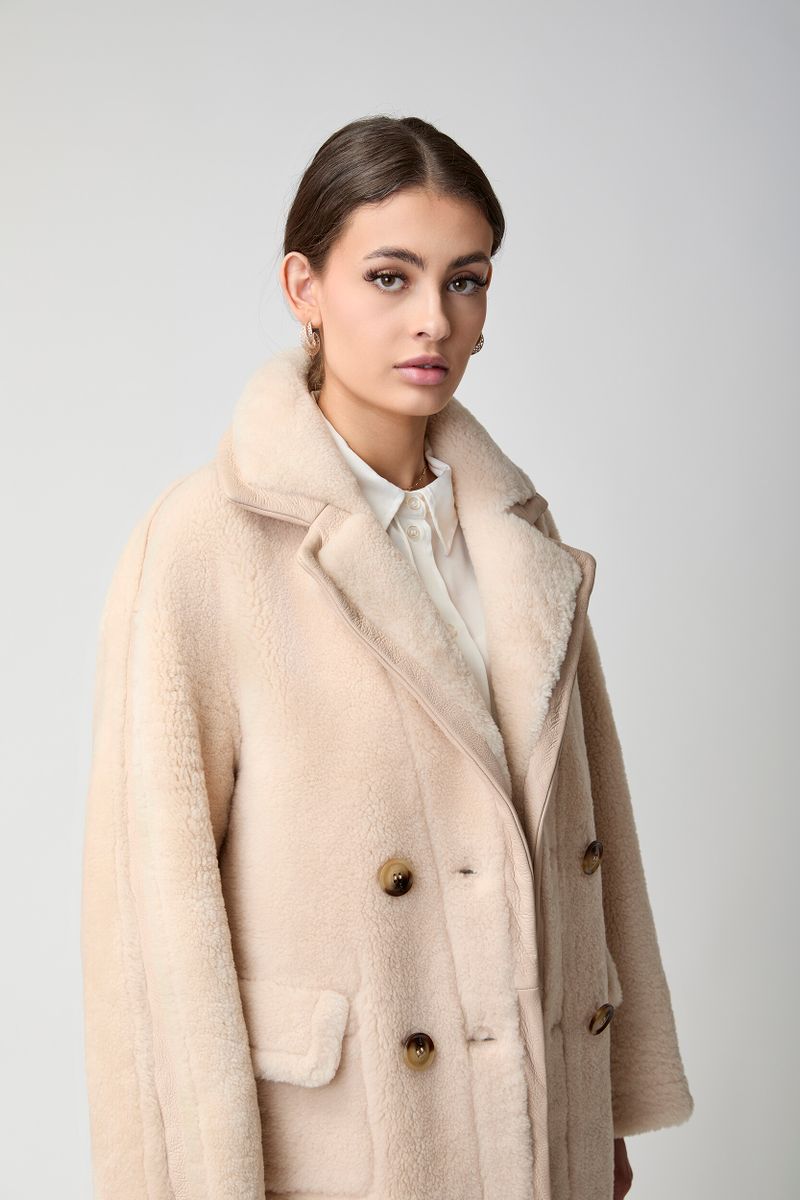 Jill Mantel | Shearling Beige