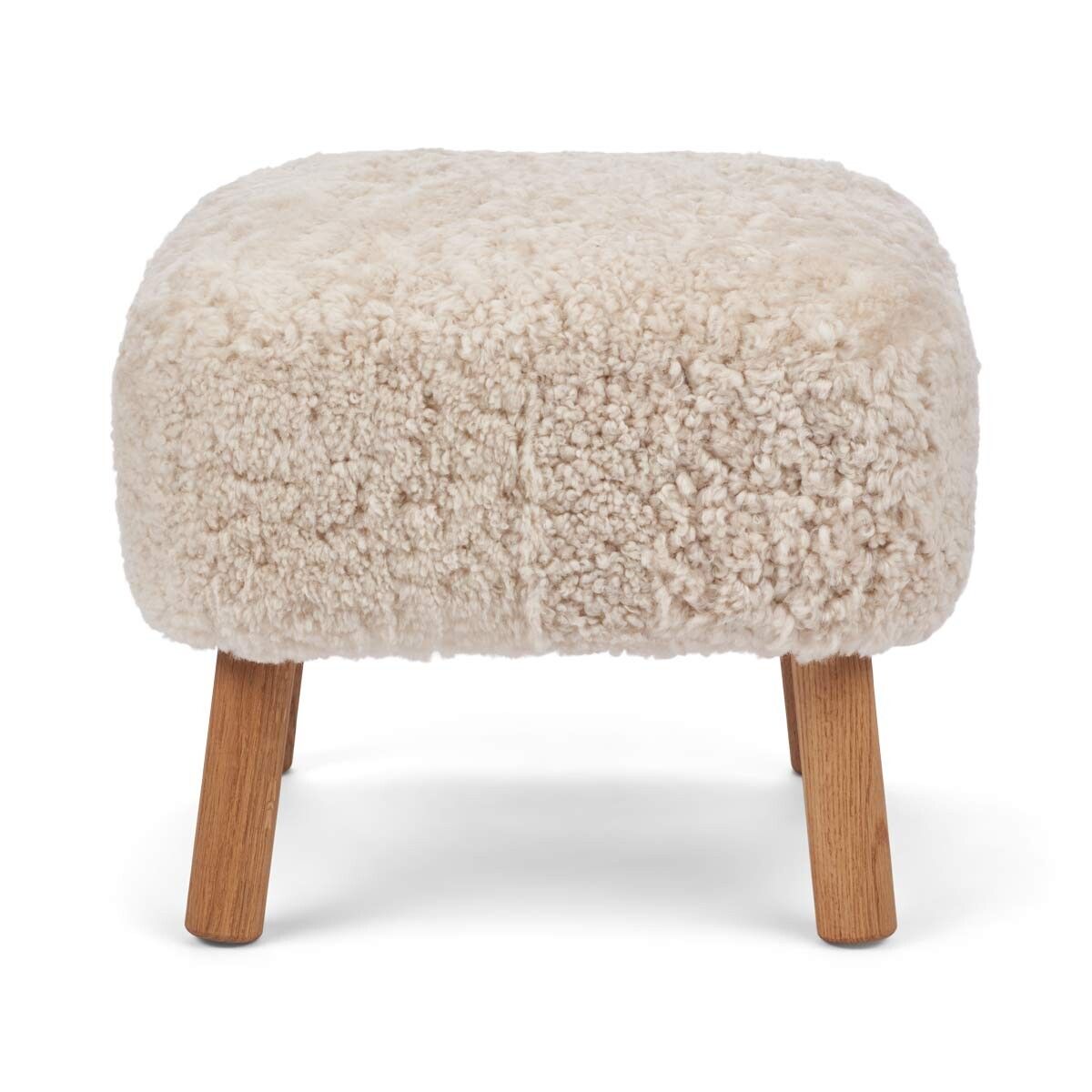 Emma Mini Hocker | Kurzhaar | Design Möbel Perlweiß