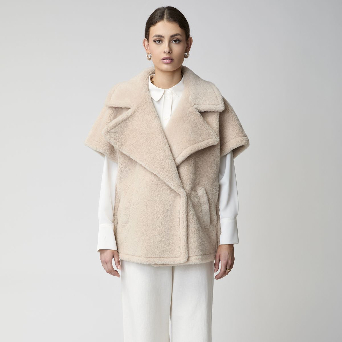 Antonella Poncho | Lammwolle Beige