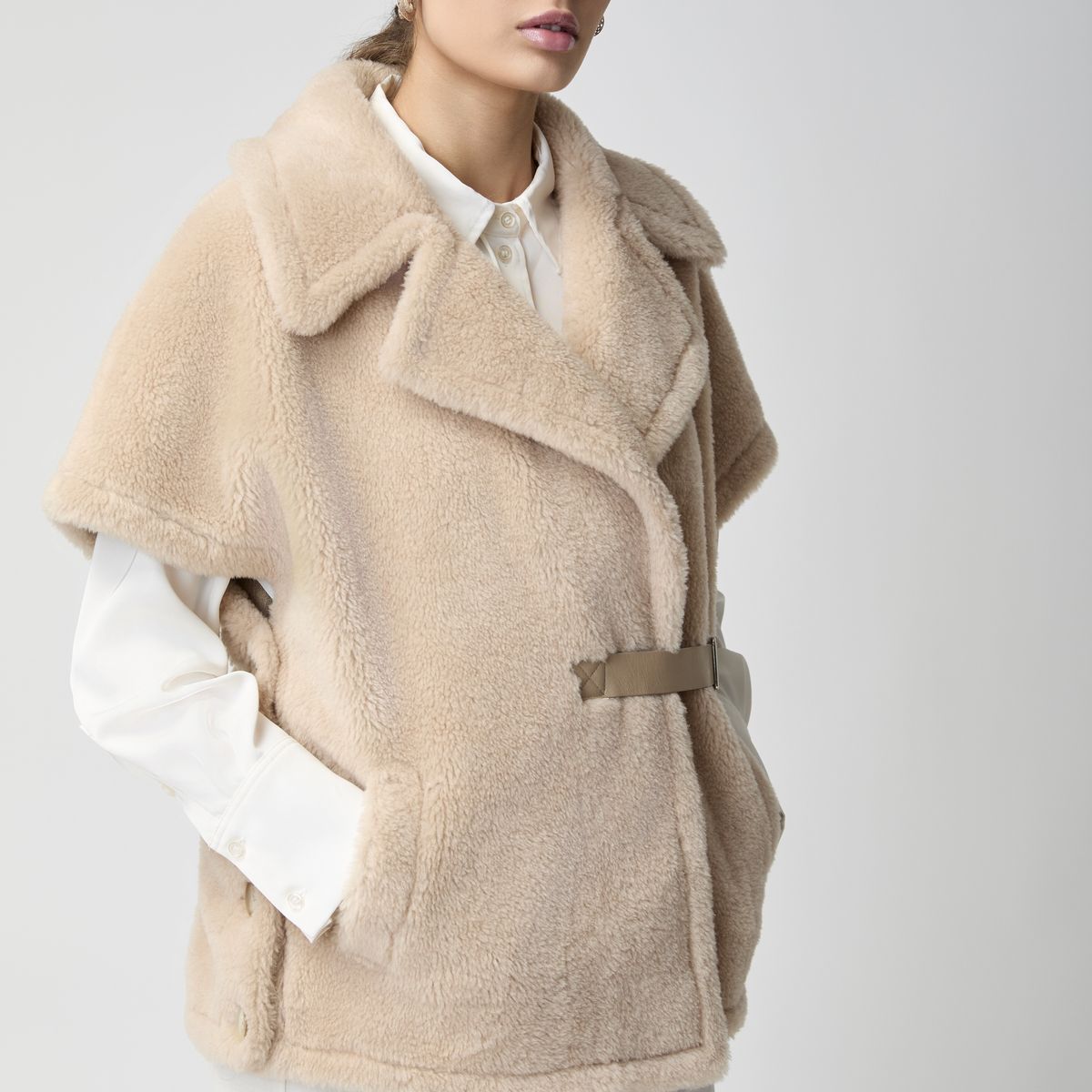 Elvira Poncho | Lammwolle Beige