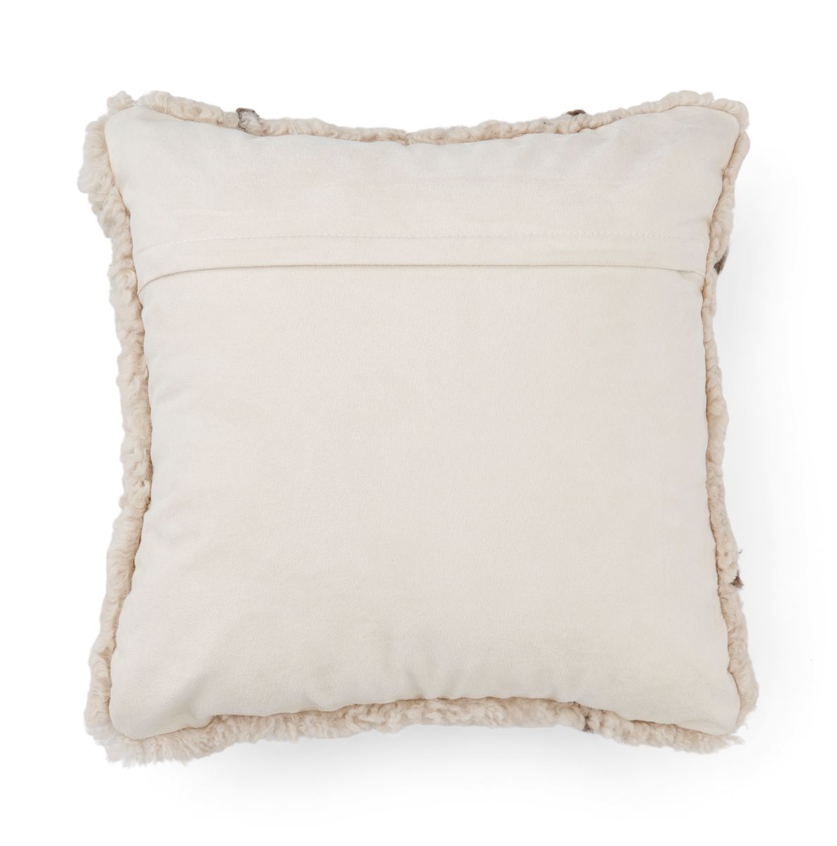 Kariertes Fellkissen | Kurzhaar | Neuseeland | 40x40 cm Leinen/Taupe