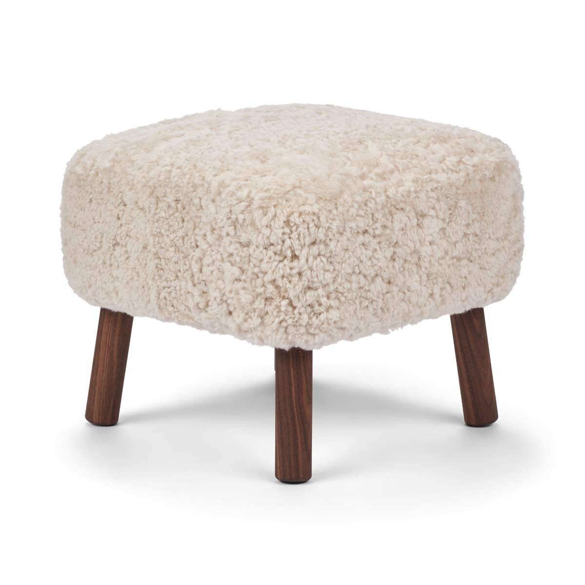 Emma Mini Hocker | Kurzhaar | Design Möbel Perlweiß
