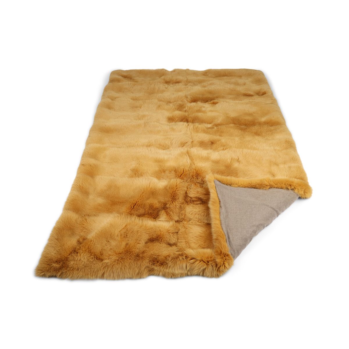 Premium Fuchsdecke | Norwegen | Kaschmirrückseite | Senfgelb | 240x70 cm