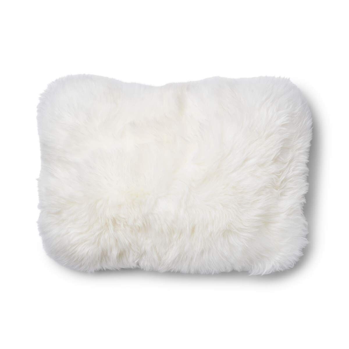 Kariertes Wollkissen | Langhaar | Neuseeland | 100% Wolle | 52x52 cm | 34x52 cm Haferflocken-Beige/Elfenbein