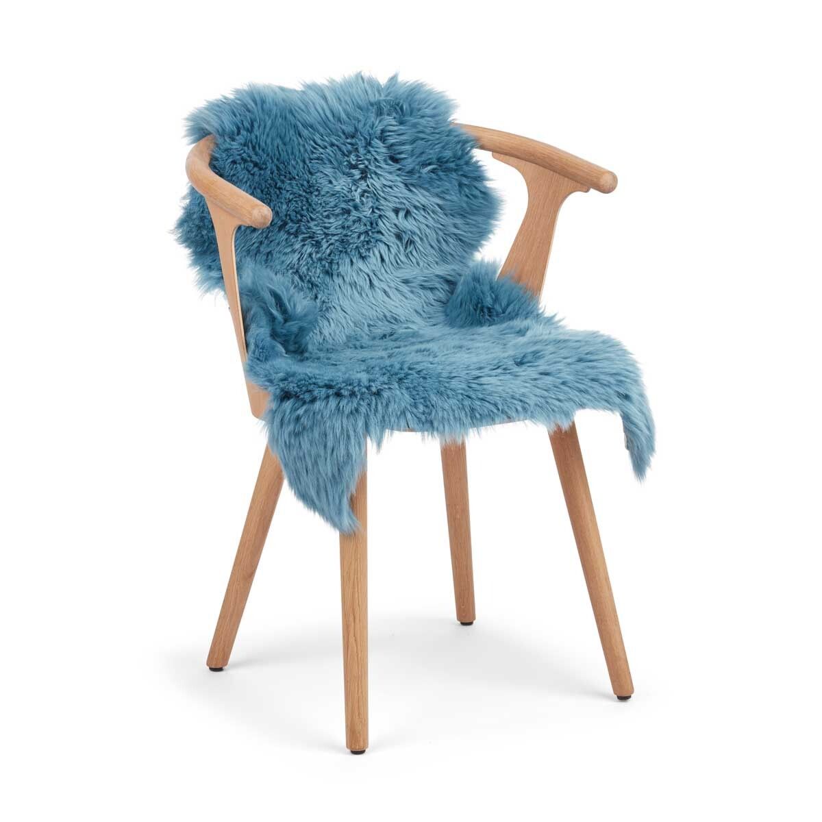 Lammfell | Langhaar | Neuseeland | 90x60 cm Korallen Blau