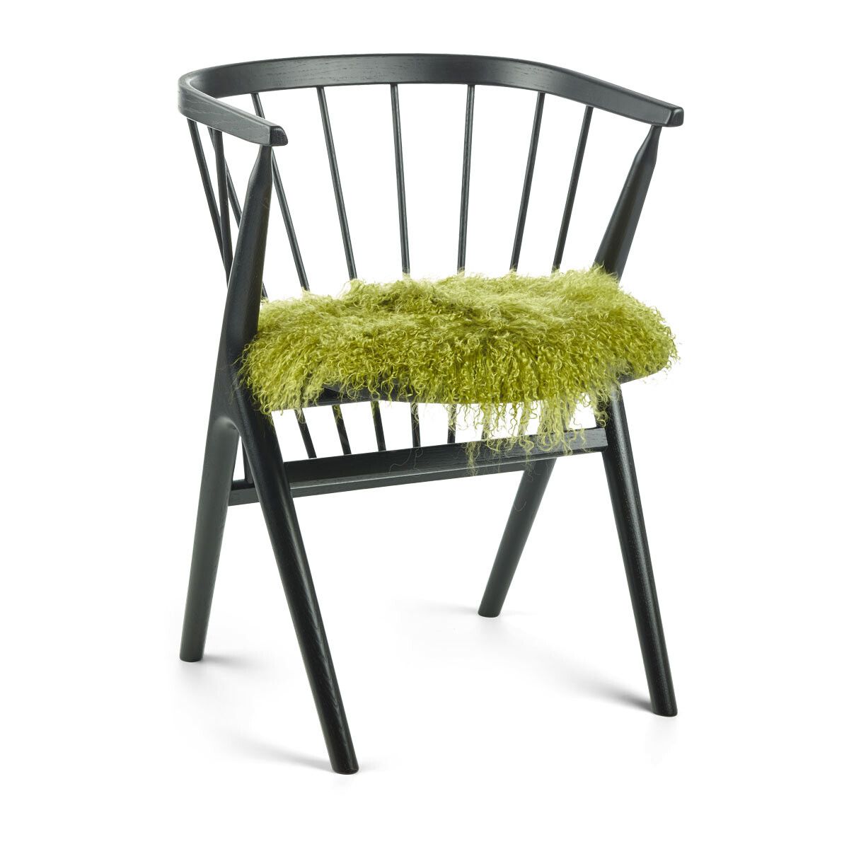 Lammfell Stuhlauflage | Tibet | D38 cm Waldgrün