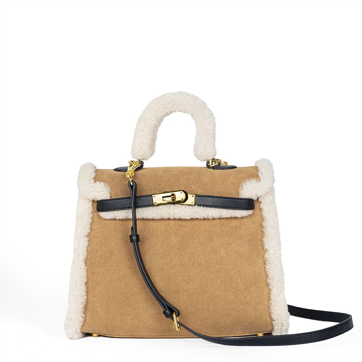 Amy Handtasche | Lammwolle, Kalbsleder