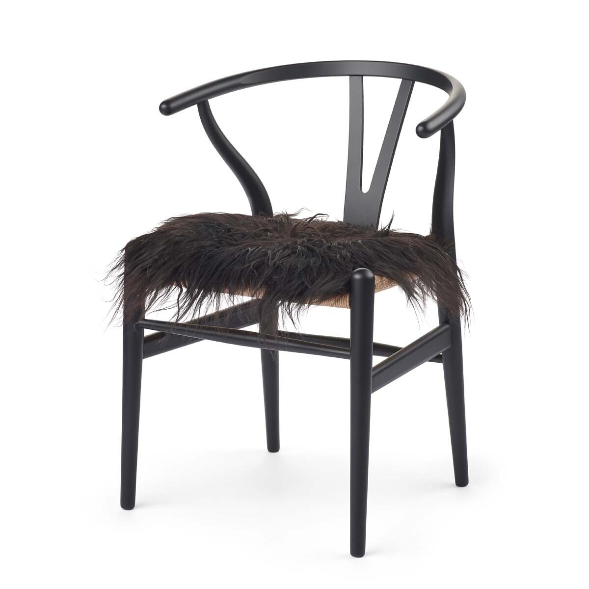 Lammfell Stuhlauflage | Island | 40x40 cm Schwarz