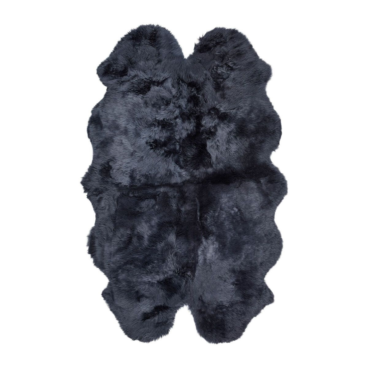 Lammfell Designerteppich | Langhaar | Neuseeland | 180x110 cm Marineblau