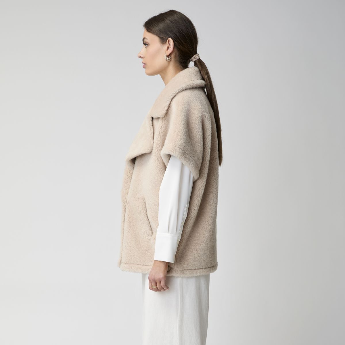 Antonella Poncho | Lammwolle Beige