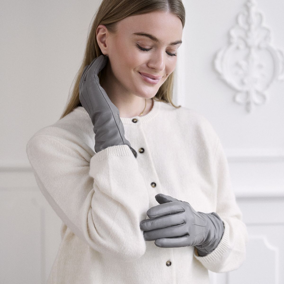 Kennedy Lange Lederhandschuhe Schwarz