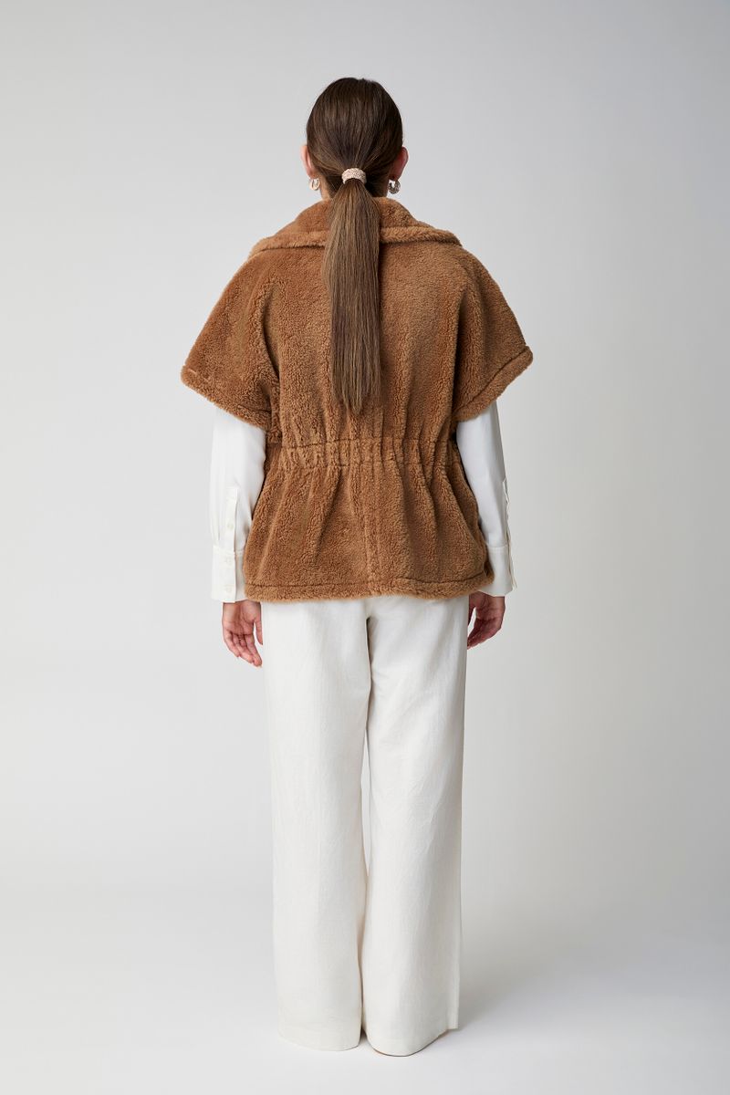 Elvira Poncho | Lammwolle Taupe