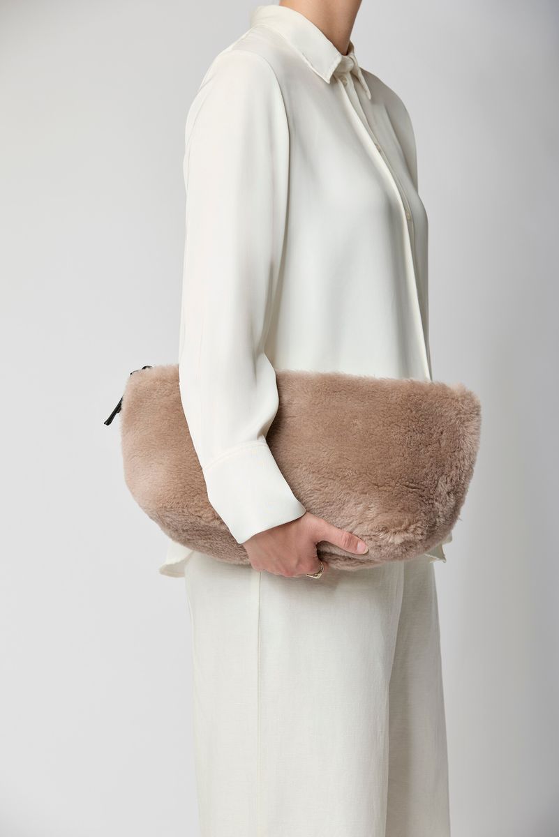 Maxi Havana Clutch | Lammwolle Stucco Sand