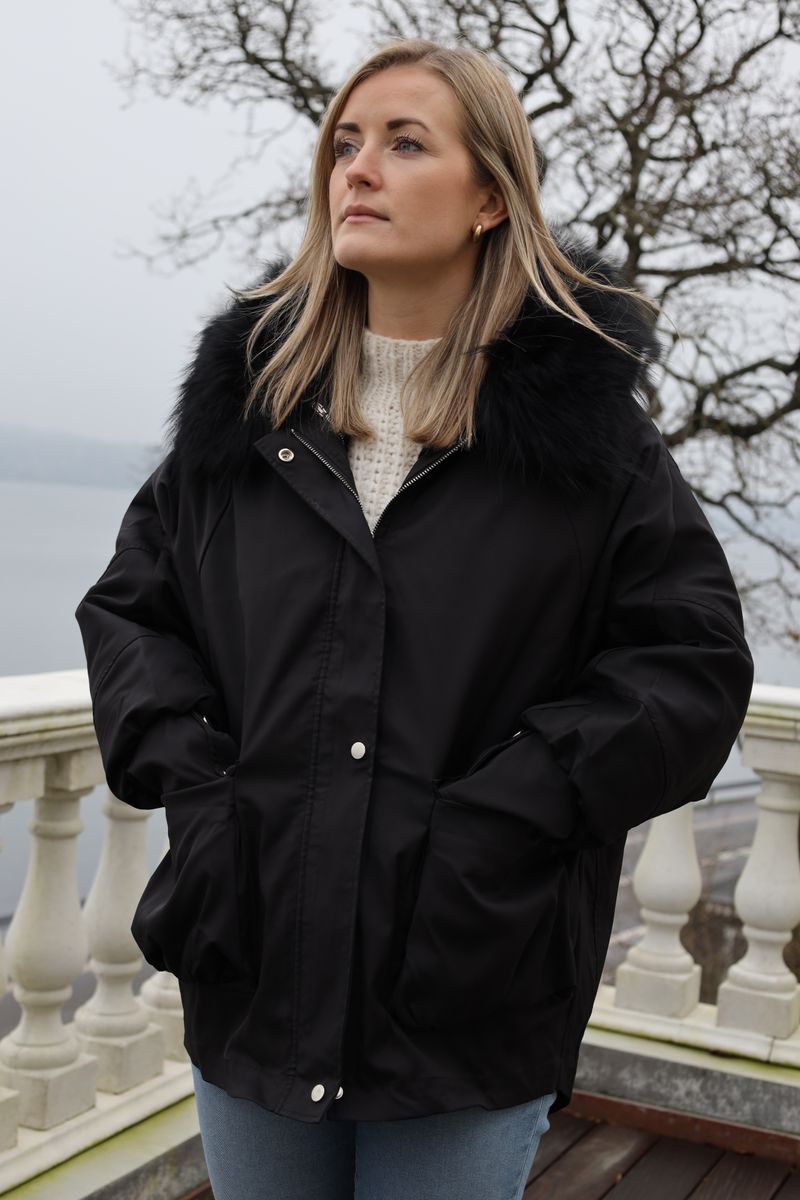 Augusta Parka | Waschbär, Kaninchen Heckengrün/Herbstmarmor