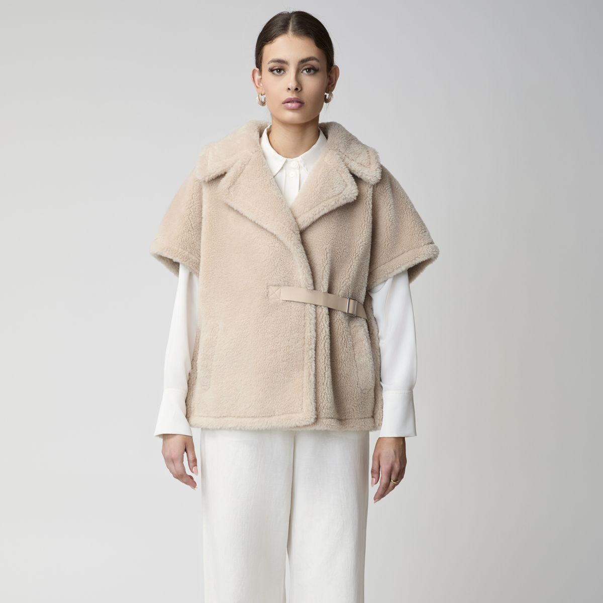 Elvira Poncho | Lammwolle Beige