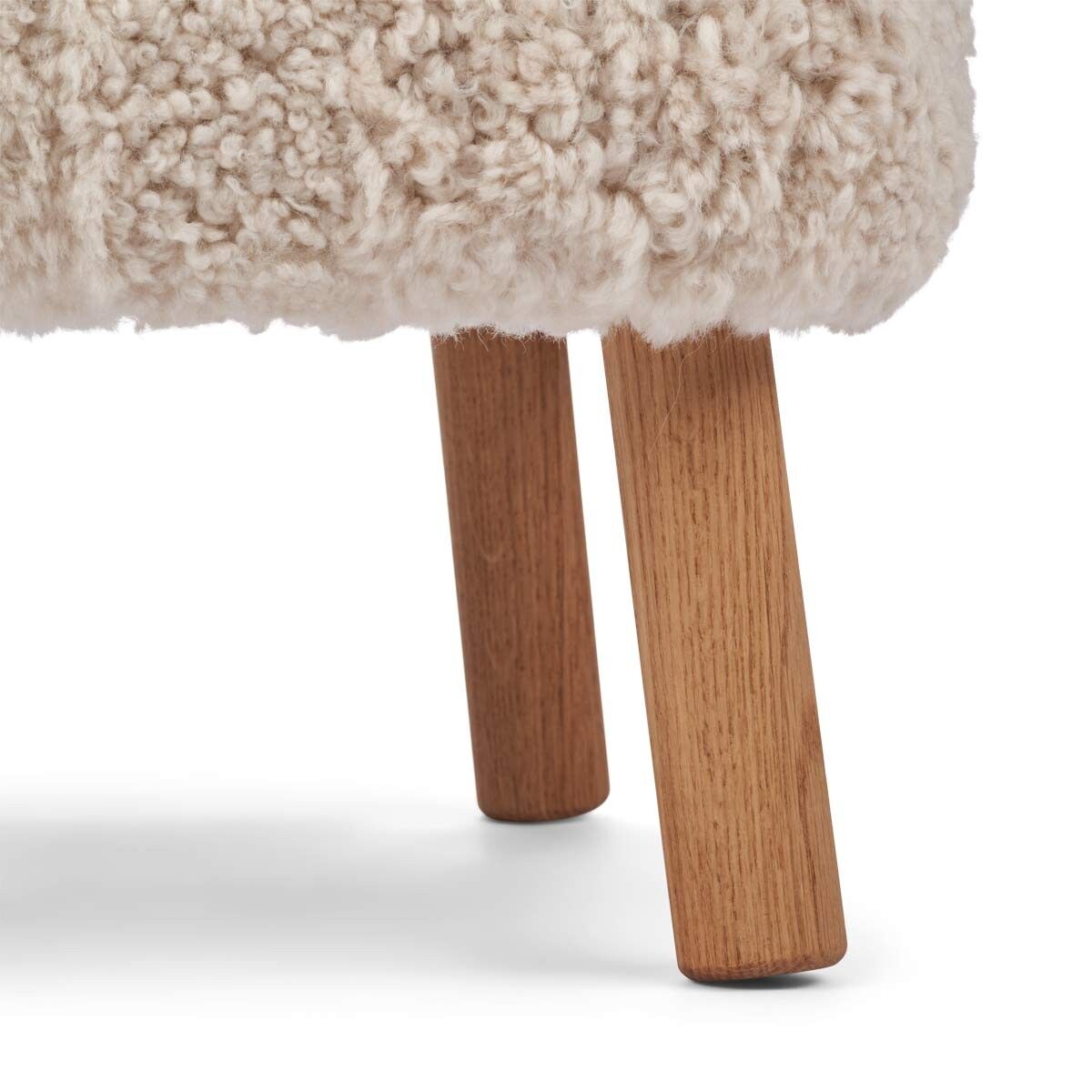 Emma Mini Hocker | Kurzhaar | Design Möbel Perlweiß