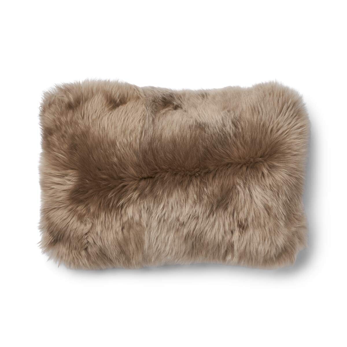 Kariertes Wollkissen | Langhaar | Neuseeland | 100% Wolle | 34x52 cm Kakao-Dunkelbraun/Taupe