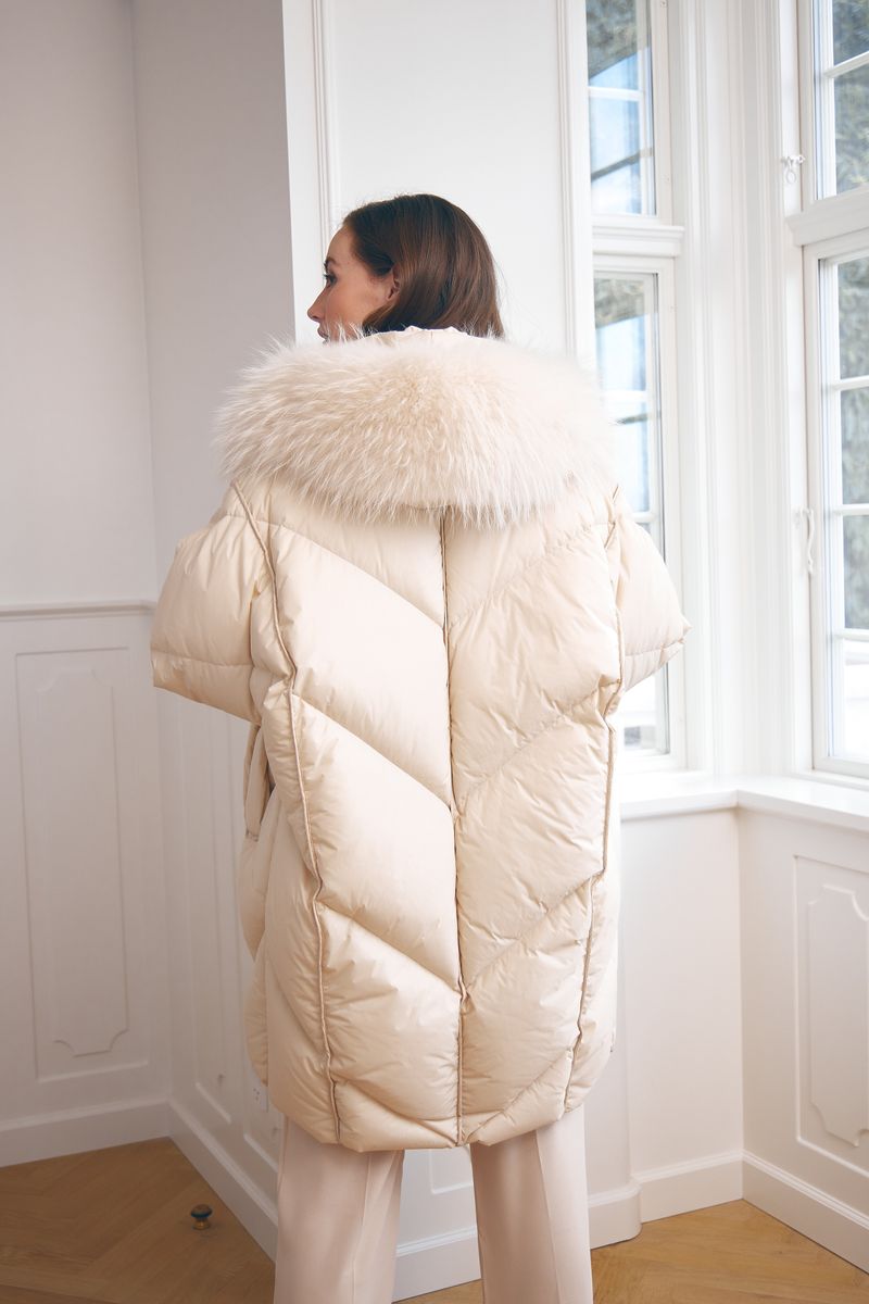 Mikala Parka | Gänsedaunen, Fuchs Perlweiß