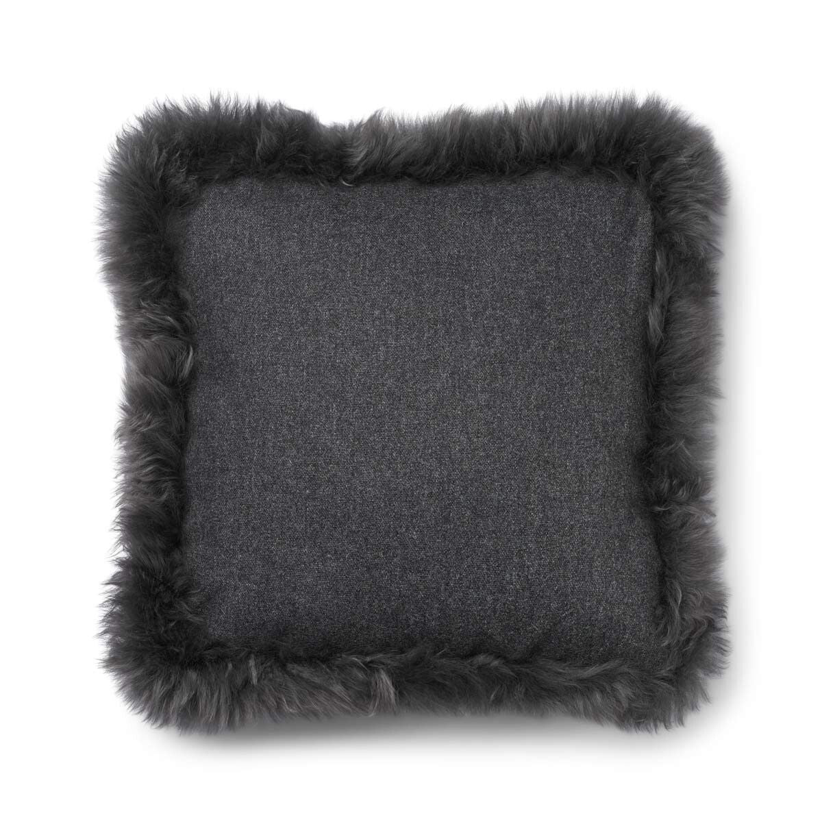 Wollkissen | 100% Wolle | Fellborte | 52x52 cm | 34x52 cm Steingrau/Stahl