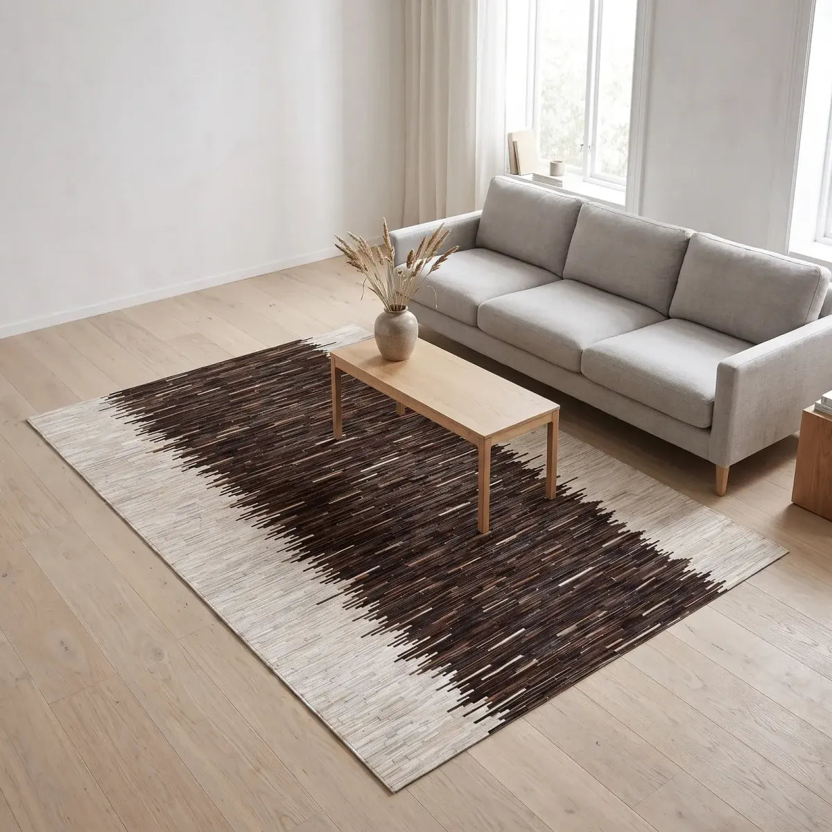 Kuhfell Design Teppich | Brasilien | Streifen | 200x300 cm | 170x240 cm