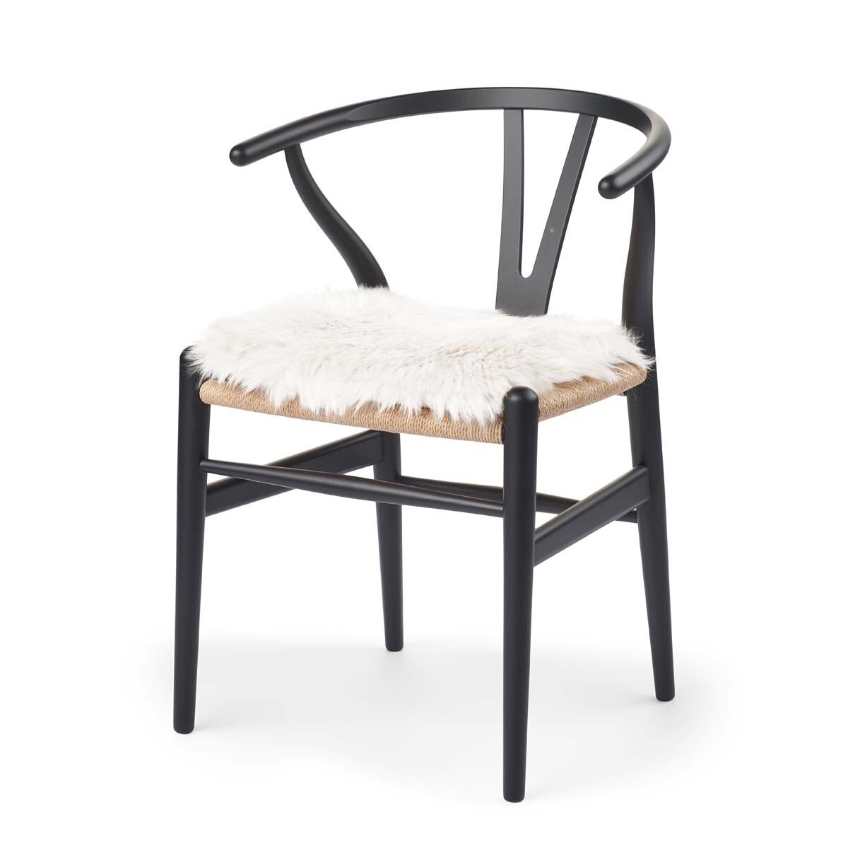 Lammfell Stuhlauflage | Langhaar | Neuseeland | 37x37 cm Weiß