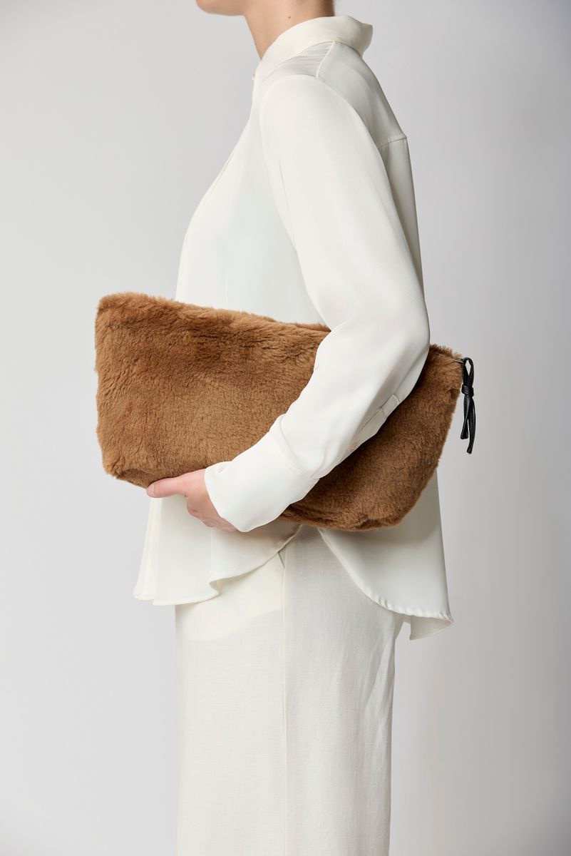 Maxi Havana Clutch | Lammwolle Teddybraun