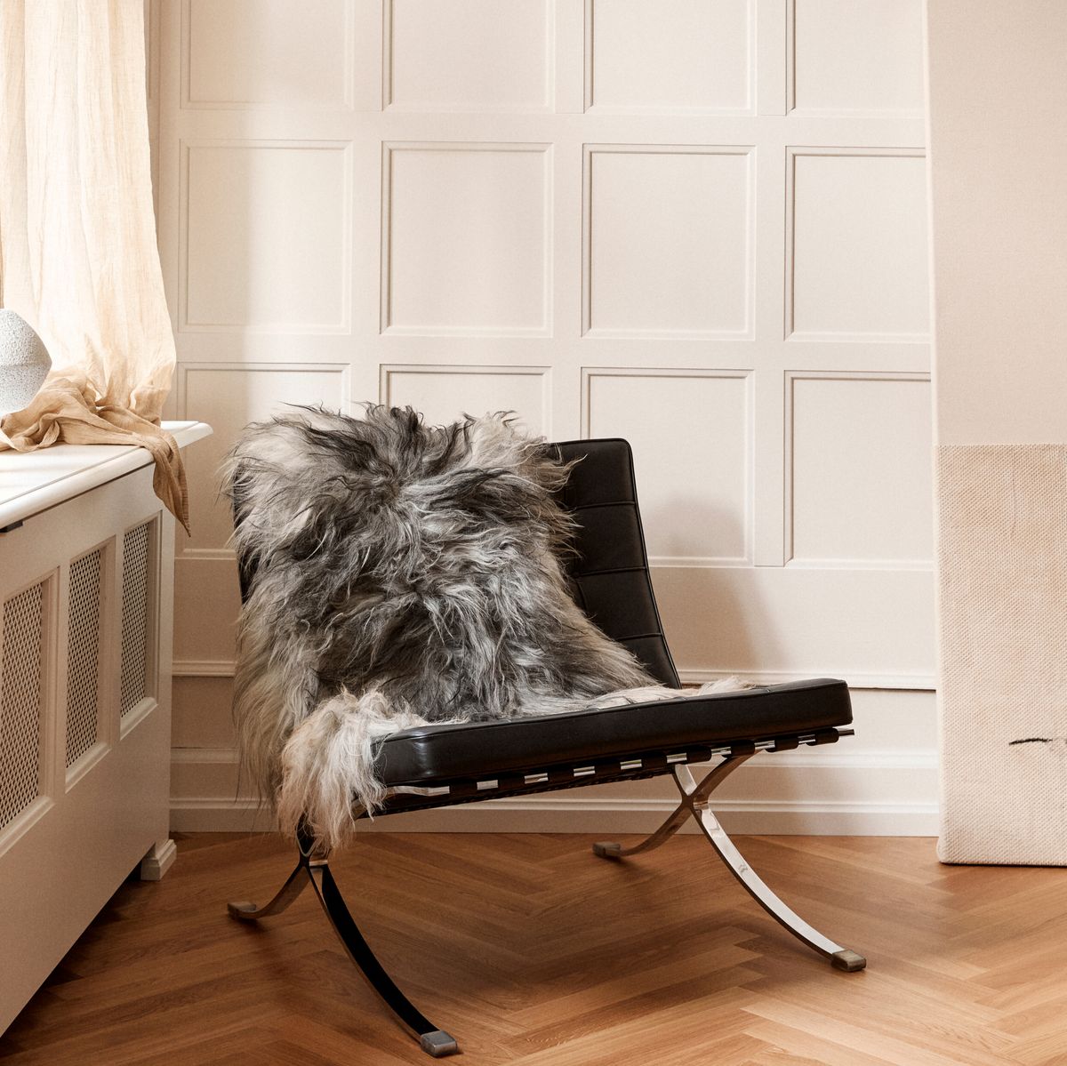 Lammfell | Langhaar | Island | 100-120x60 cm Naturgrau