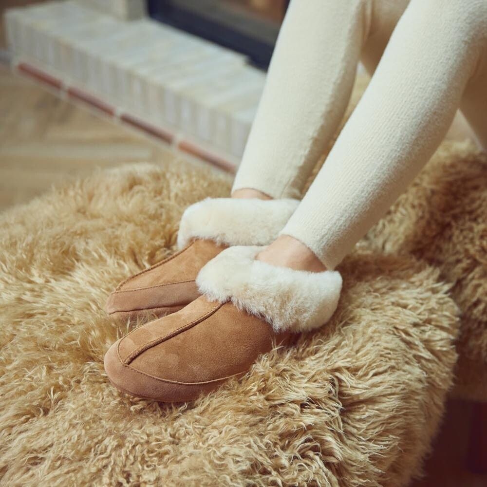 Soft Sole Slipper | Wildleder, Lammfell Schwarz