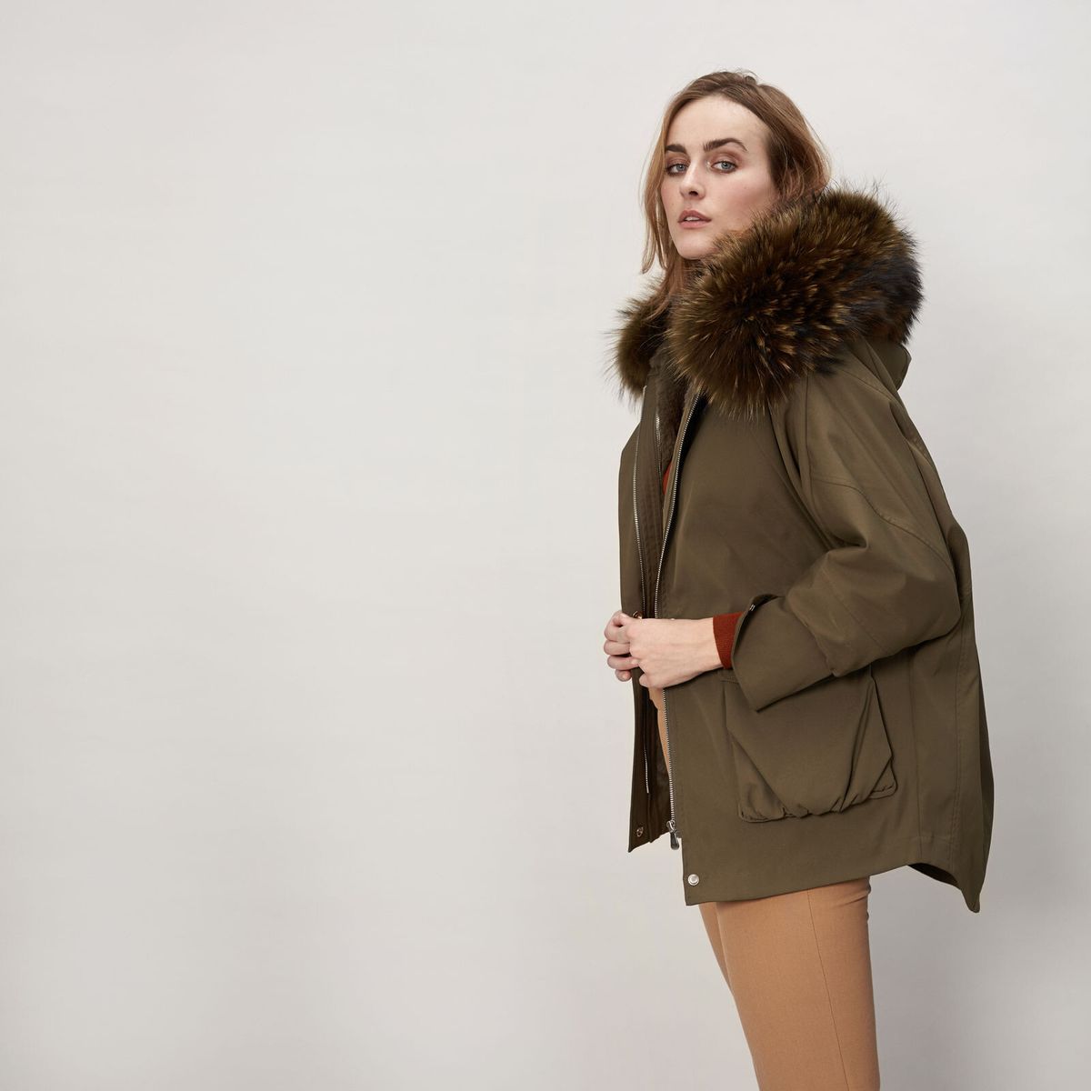 Augusta Parka | Waschbär, Kaninchen Schwarz/Schwarz