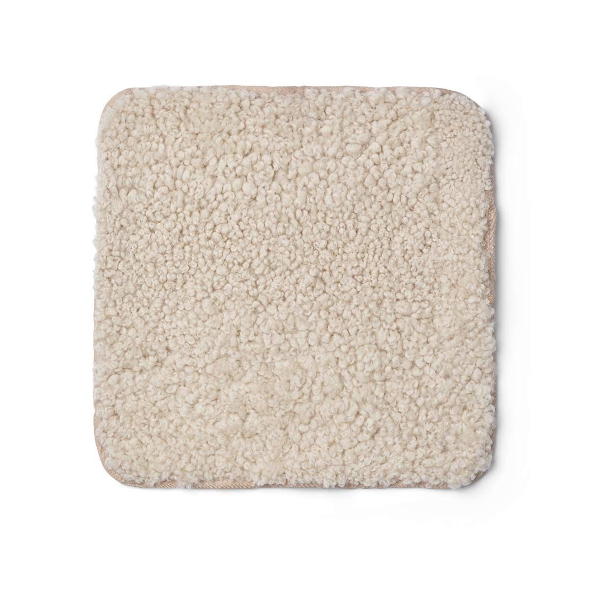 Sitzkissen Lammfell | Kurzhaar | Zero Waste | 35x35 cm Perlweiß