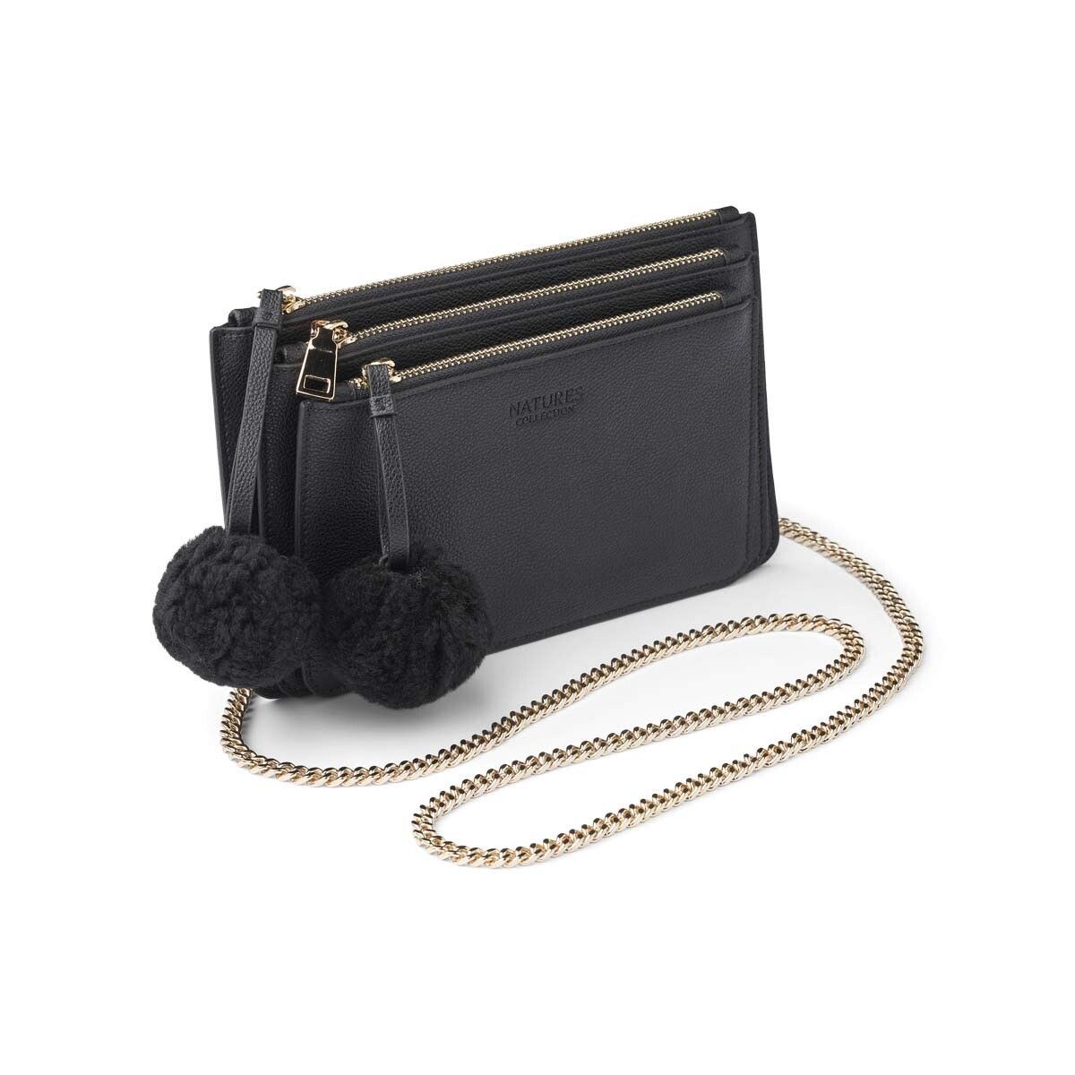 Camilla 3-in-1 Clutch | Lammleder Schwarz