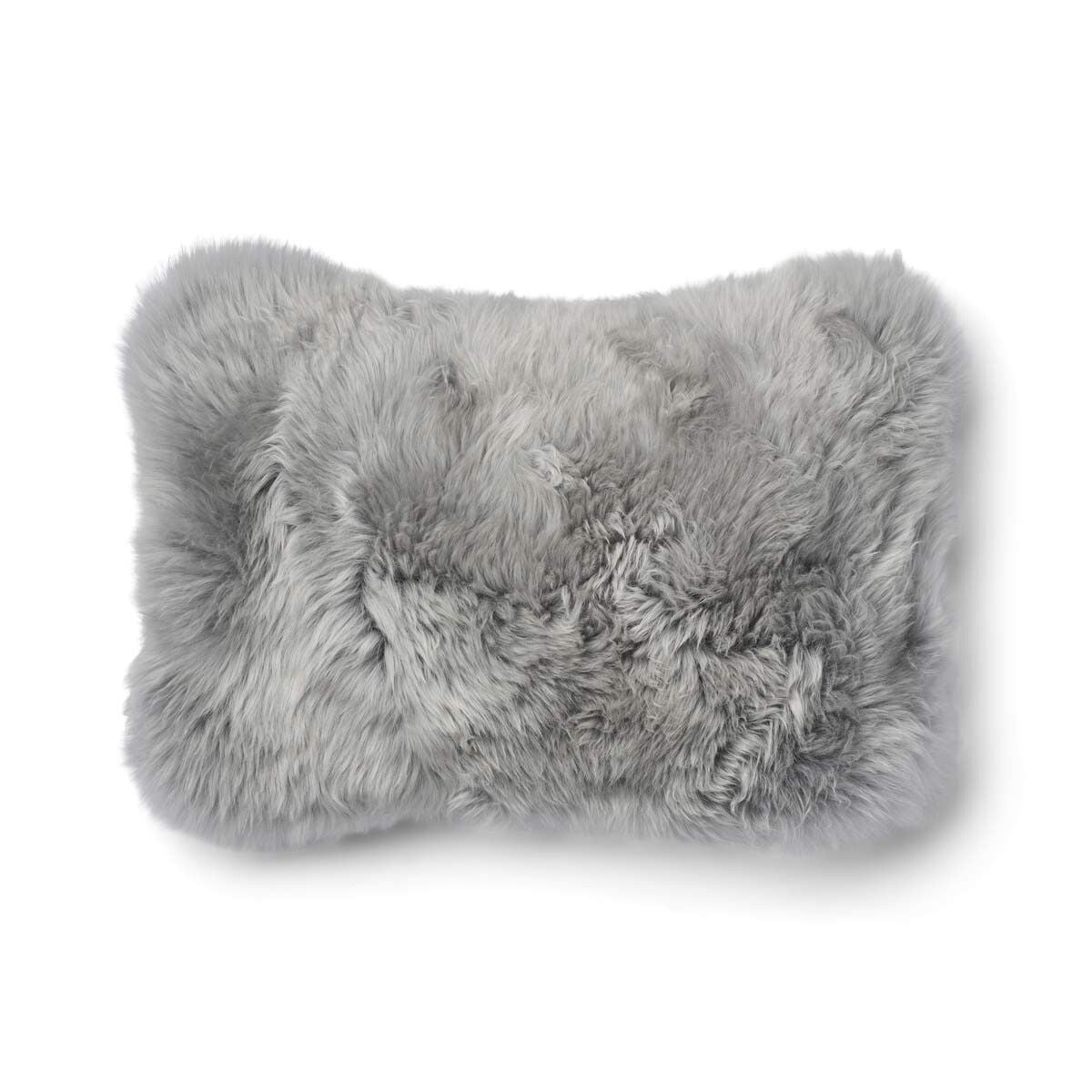Kariertes Wollkissen | Langhaar | Neuseeland | 100% Wolle | 52x52 cm | 34x52 cm Glencheck-Grau/Hellgrau