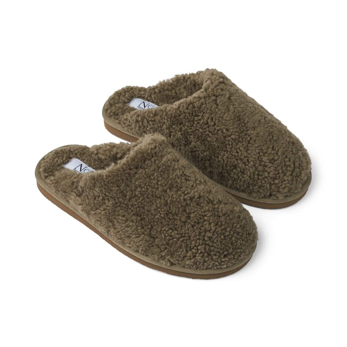 Unisex Curly Slippers | Lammfell Olive